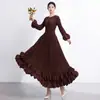 Vestido longo de pétalas estilo Issey Miyake europeu e americano transfronteiriço com gola redonda, mangas compridas, cintura alta, amarração na cintura, modelador e barra ampla para mulheres