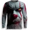 Série Popular de Halloween na Amazon: Camiseta Masculina de Manga Longa com Gola Redonda e Estampa 3D de Caveira para Halloween