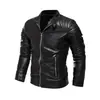 9902 Tuoyeza Venda Direta do Fabricante Jaqueta de Couro Masculina Transfronteiriça com Forro de Lã, Jaqueta de Couro PU para Motociclista Quente, Moderna e Fashion