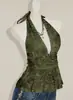 Camisola Sexy de Cuello Halter Estilo Europeo y Americano para Mujer, Top de Verano sin Mangas Ajustado con Lunares y Amarre, Ropa Exterior para Chicas Atrevidas
