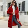 Comércio Exterior Transfronteiriço Casaco Feminino de Algodão Acolchoado com Capuz de Inverno Casaco Feminino de Algodão Acolchoado de Comprimento Médio Slim Fit Casaco Acolchoado de Algodão Quente Casaco Feminino
