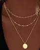 Collar de Círculos Irregulares Multicapa Transfronterizo Cobre Electrochapado Oro Real de 14K Gargantilla Apilada Joyería para Mujer