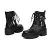 Botas de couro femininas transfronteiriças para outono e inverno, bico redondo, plataforma impermeável de cano baixo, versátil, sola grossa antiderrapante, botas de montaria femininas de qualidade de exportação