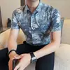 Nova Camisa Floral Masculina de Manga Curta para o Verão de 2026, Nova Moda de Verão Versátil Casual Camisa de Manga Curta com Gola Reversível