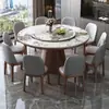 Mesa y Sillas de Comedor de Pizarra y Madera Maciza de Lujo Ligero para Apartamento Pequeño en Casa Mesa Redonda Mesa de Comedor Multifuncional Moderna y Sencilla