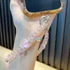 Corrente de Celular com Contas de Cristal Chaveiro de Frasco de Perfume Corrente para Pendurar Pingente de Bolsa para Meninas Pingente de Corrente Dupla Pequeno Presente Venda por Atacado