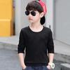 Camiseta de manga larga para niños de algodón peinado 180g al por mayor niños y niñas primavera y otoño para niños pequeños y grandes camiseta básica de color sólido ropa de otoño