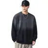 Sudadera H360B Tallas Grandes para Hombre Otoño e Invierno 420g Lavado Pesado Degradado Sudadera para Hombre Holgada Retro Americana Top de Contraste