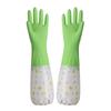 Luvas de Nitrilo Estendidas para Lavar Louça, Borracha Durável para Limpeza Doméstica de Cozinha, Impermeável, Resistente ao Desgaste, Luvas de Lavanderia de Veludo com Mangas Longas