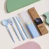 Set de Cubiertos Portátil Transfronterizo, Cuchillo, Tenedor, Cuchara, Palillos, Cubiertos Domésticos para Estudiantes, Caja de Almacenamiento para Cubiertos de Camping al Aire Libre