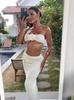 Ropa Europea y Americana Top Tubo Falda de Punto Hueca Cintura Alta Moda Sexy Conjunto de Falda para Mujer Listo para Usar Falda de Playa para Vacaciones