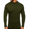 Camiseta Masculina Europeia e Americana de Outono e Inverno Espessa Quente Gola Alta Manga Longa Camiseta Básica Masculina de Comércio Exterior Veludo Alemão Gola Meio Alta Masculina