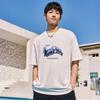 Camiseta de Manga Corta Estampada Diversión de Verano para Hombre, Combinable, Seda Helada Fresca, Estilo Hong Kong, Holgada, de Media Manga, Top Blanco para Pareja