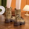 Botas de Cano Médio com Solado Grosso para Mulheres, Novas Botas Western Cowboy Retrô Outono e Inverno 2026, Botas de Montaria Versáteis com Salto Grosso