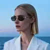 Nuevo Estilo Gafas de Sol para Mujer Estilo Europeo y Americano Transfronterizas Ovaladas con Borde Graduado sin Marco Cortadas en el Borde Gafas de Metal de Gama Alta para Mujer