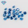 Huagang Gema Taladro de Doble Orificio Redondo Zircón Azul Marino Profundo Piedra Sintética Blanca Arete Pulsera con Piedra DIY Piedra Principal