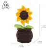 Vaso de Flores de Crochê à Mão Flor de Girassol Planta Acabada Tulipa Rosa Buquê de Flores Artificiais Ornamento de Mesa Presente