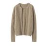 Cárdigan de Cachemira para Mujer 100% Cachemira Pura Otoño e Invierno Nuevo Cuello Redondo Sin Botones Trenzado Manga Larga Suéter de Punto Chaqueta