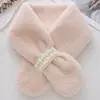 Cachecol de Pérolas Cachecol de Pelúcia Feminino Inverno Cabelo de Lontra Sintético Espessado Quente Moda Versátil Coreano Cor Sólida Proteção para o Pescoço Cachecol