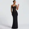 Amazon Transfronterizo 2025 Nuevo Estilo Vestido Largo con Cuello Halter y Lazos, Empalme de Malla, Estilo Europeo y Americano