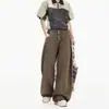 Jeans de Patchwork de un Solo Botón Estilo Americano para Mujer, Nuevos Pantalones de Pierna Ancha Ajustados Versátiles de Cintura Alta para Verano, Pantalones Curvos para Hombre