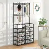 Zapatero multicapa simple con armario de almacenamiento integrado para entrada de casa y dormitorio, perchero de pie multifuncional y soporte para zapatos y sombreros