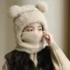 Gorro de Punto de Lana para Niños Niña Niño Bufanda para el Cuello Otoño e Invierno Gorro con Capucha de una Pieza Cortavientos Protección para los Oídos Suéter Cálido
