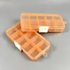 Caja de Plástico Naranja de 10 Compartimentos con Broches Blancos para Piezas de Ferretería, Equipo de Pesca, Herramientas para Cuentas y Caja de Almacenamiento para Arte con Cuentas DIY