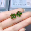 Venta al por mayor de fábrica Pendientes Populares de Diopsido Natural con Incrustaciones de Plata S925 Piedra Principal 4*4 Joyería de Lujo Venta Directa de Fábrica