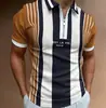 Camisa polo de manga corta informal de verano para hombre, europea y americana, con impresión 3D, solapa, cremallera