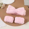 Faixa de Rosto de Flanela com Estampa Floral de Leopardo e Bolinhas Estilo Coreano, Prendedor de Cabelo de Lã Coral Borboleta Europeu e Americano, Pulseira para Lavar as Mãos