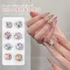 Joyería de uñas con diamantes de pila blanca, destello transparente, corazón de melocotón torcido, cuadrado gordo, ángulo recto, caramelo de roca, juego de manos, perla, arte de uñas, bola de diamante
