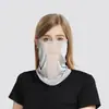 [Processamento Personalizado] Máscara Facial Fashion e Luxuosa com Proteção Solar e Protetor de Pescoço, Máscara Respirável para Sombreamento ao Ar Livre, Máscara de Seda com Proteção Solar
