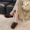 Mules de mujer tipo Birkenstock con suela gruesa, que aumentan la altura, forradas de felpa para usar al aire libre, nuevas zapatillas de algodón tipo Birkenstock peludas de invierno 2026