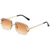 Gafas de sol de borde cuadrado sin marco de metal para mujer, estilo urbano europeo y americano, modernas, venta al por mayor transfronteriza