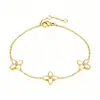 Elegante e Versátil Pulseira de Trevo de Quatro Folhas Madrepérola Branca Trevo da Sorte Aço Titânio Pulseira Versátil Simples de Alta Qualidade Sensação de Luxo Leve