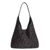 Bolso Tote de Lona de Gran Capacidad con Estampado de Leopardo a la Moda para Mujer 2025 Otoño Nuevo Bolso de Hombro Único Retro de Gama Alta