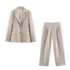 Roupas femininas europeias e americanas transfronteiriças, blazer casual de moda popular no AliExpress + calça reta plissada