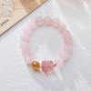 Pulsera de cristal rosa de 10 mm con diseño de Chou, fluorita, despertar del león, bola de nube auspiciosa, joyería de marea nacional para novias.
