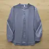 Colección Otoño 2026: Camisa de Algodón para Mujer de Manga Larga, Color Sólido Fresco, Cuello Alto Estilo Japonés, Camisa Básica, Top al por Mayor
