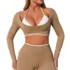 Top Esportivo Manga Longa Amazon Fitness para Mulheres Corrida ao Ar Livre Alta Elasticidade Cor Contrastante Roupa de Yoga Fitness com Sensação de Pele Nua Camiseta