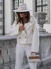 2024 Amazon AliExpress Nueva Moda de Invierno Vestido Británico Cuello Color Sólido Abrigo de Lana Grueso para Mujer