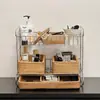 Estante Organizador de Almacenamiento Multicapa para Productos de Cuidado de la Piel Escritorio Acero Inoxidable de Lujo Ligero Estante de Almacenamiento para Vasos de Agua Maquillaje