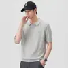 Camisa Polo Retro de Color Puro de Manga Corta para Hombre, Nuevo Estilo Verano 2026, Top Camiseta de Punto Versátil con Cuello