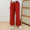 Pantalones de Pijama de Lino de Algodón para Mujer Verano Color Sólido Caramelo Pantalones de Pierna Ancha Delgados Antimosquitos Pantalones para Casa Talla Extra Sueltos para Exterior