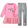 Terno de outono para meninas 2022 primavera e outono roupas de unicórnio saia de suéter estilo ocidental infantil conjunto de duas peças comércio exterior atacado
