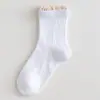 Meias de Renda Vintage de Outono Meias Doces Versáteis para Meninas com Sapatos Pequenos de Couro Meias Vintage Meias Absorventes de Suor Ins