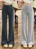 Pantalones deportivos acampanados grises para mujer, nuevo modelo de otoño 2026, pantalones de chándal estilo americano talla grande, pantalones de campana casuales holgados