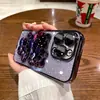 Funda de Teléfono Totalmente Chapada con Soporte de Gato KT y Espejo de Maquillaje para Chicas, Funda de Teléfono con Soporte Horizontal de Escritorio de Moda