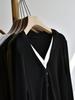 Suéter Tricot Color Block Gola V26 Outono Novo Feminino Elegante Color Block Gola V para Roupa Externa em Tamanho Grande